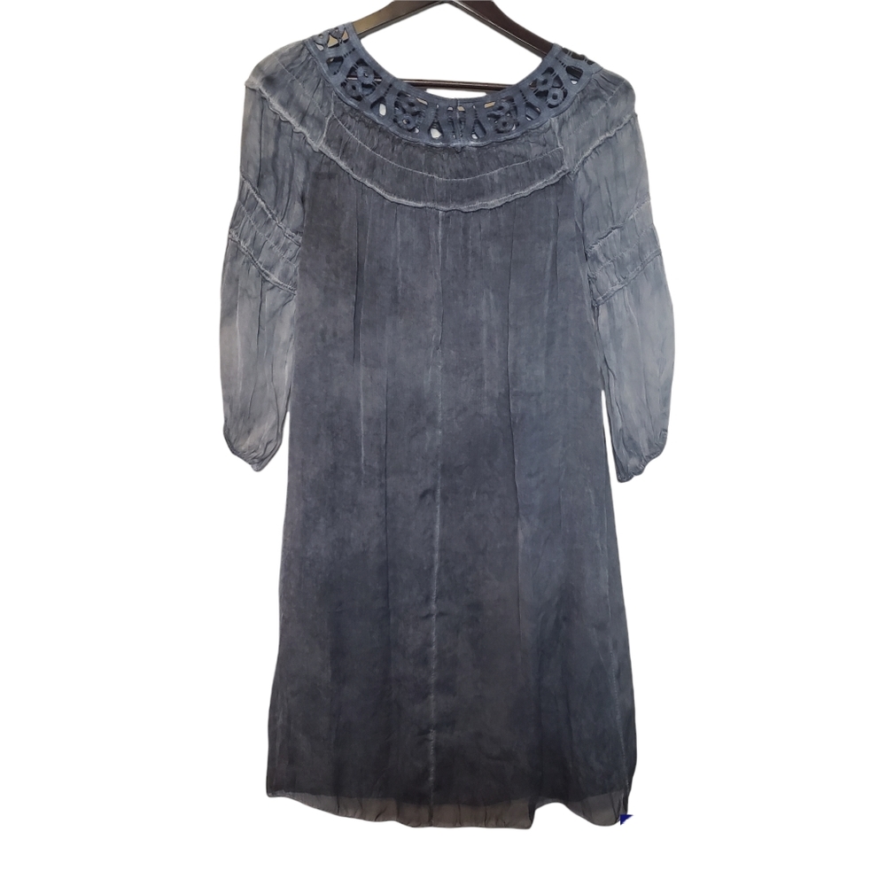 NWT 100% silk Bellambra blue cold oversized flowy dress size XS - Picture 2 of 10